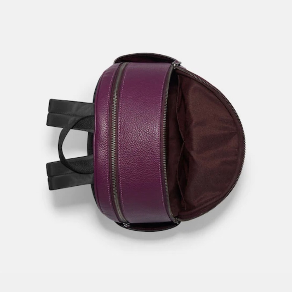 New! COACH Court Backpack bag leather purple boysenberry travel laptop GIFT! - Picture 3 of 7